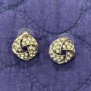 Silver/Diamond (not real) knot earrings